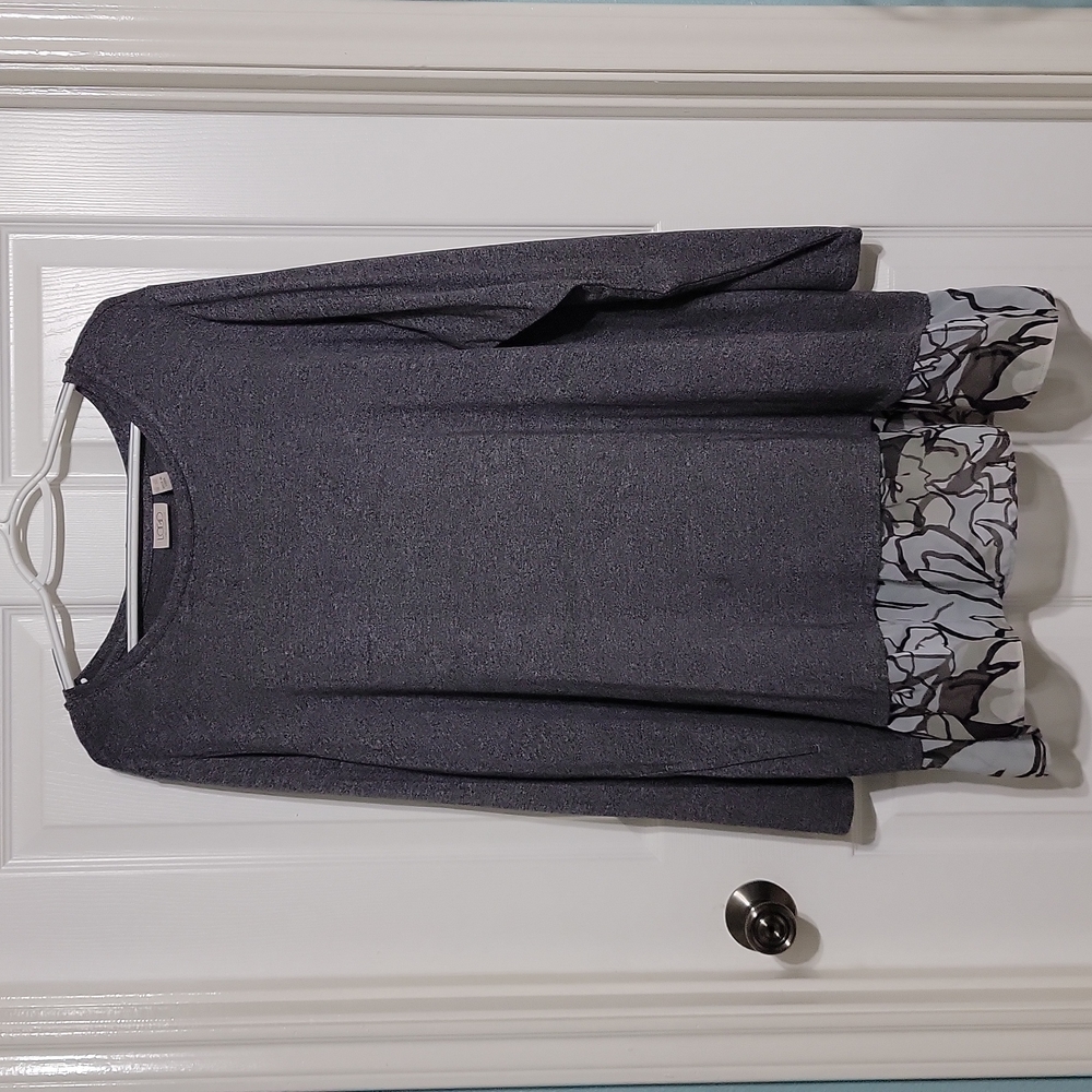 Logo by Lori Goldstein Gray Long Sleeve Tunic with Ruffle Hem Women's Size 3X